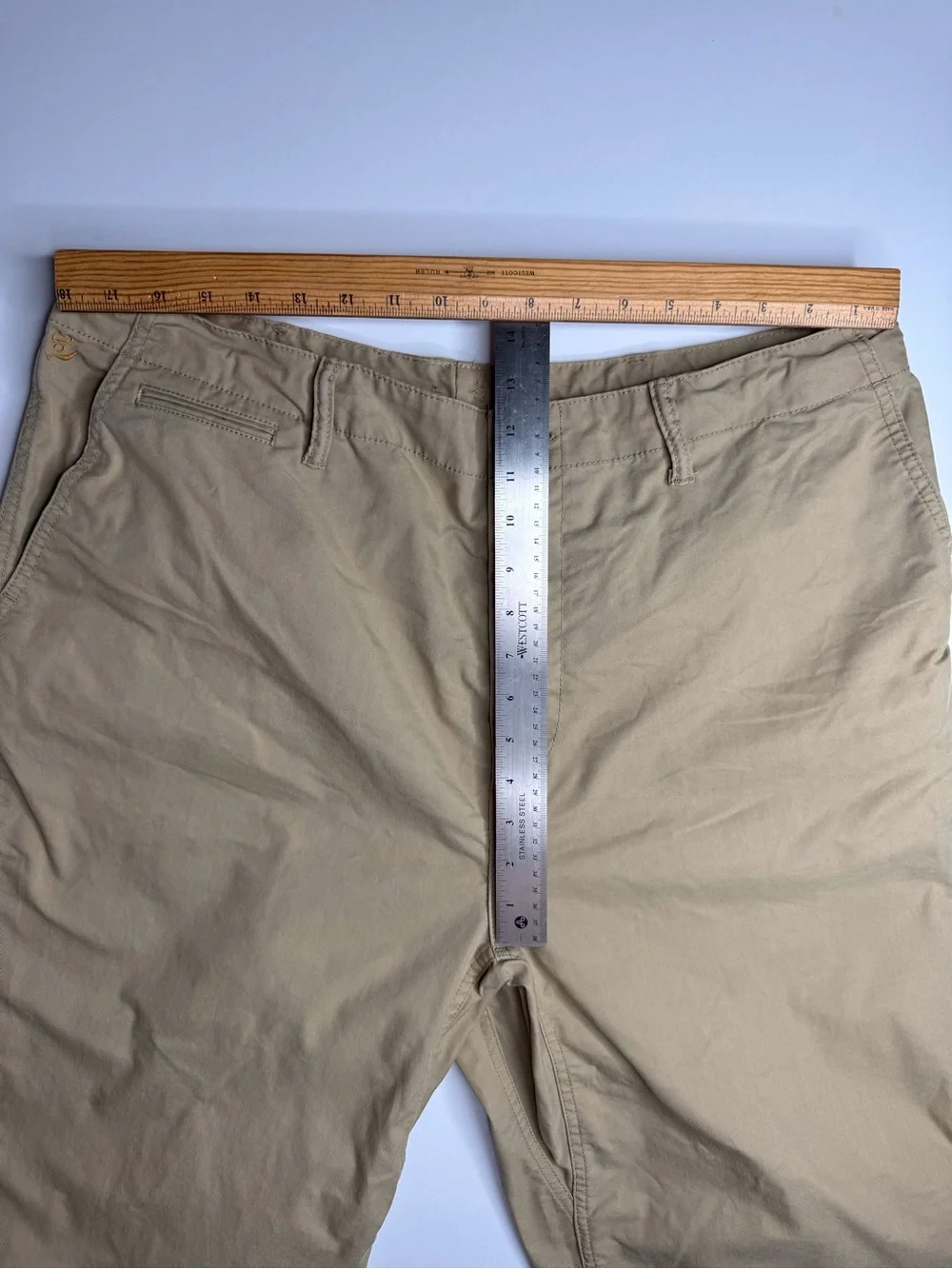 Birdwell Beach Britches Khaki Drawstring Chino Pants 36 x 27 Straight Leg